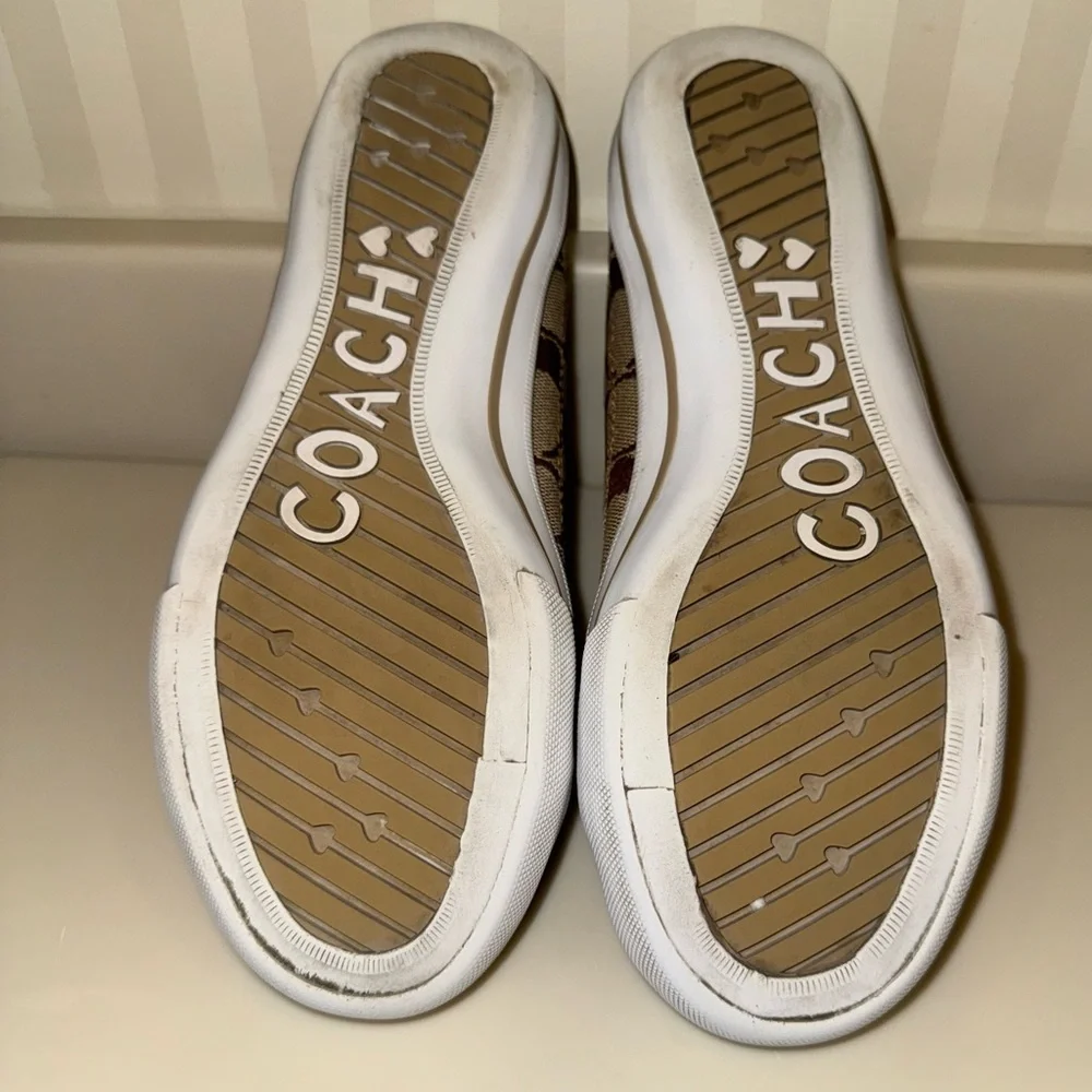 Coach BEV Brown Monogram Laceless Slip On Sneaker Size 6.5